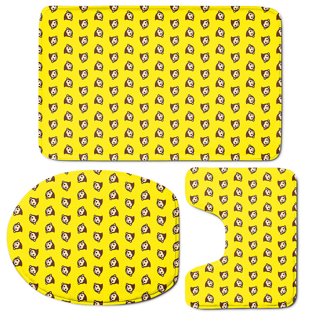 Monkey Emoji Pattern Print 3 Piece Bath Mat Set