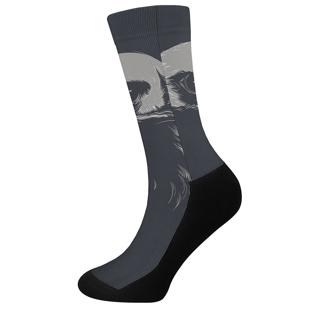 Monochrome Eagle Print Crew Socks