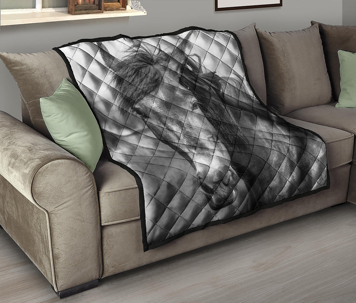 Monochrome Horse Print Quilt