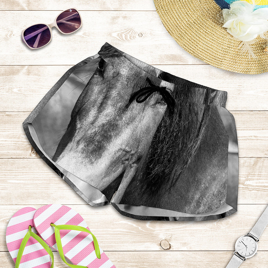 Monochrome Horse Print Women's Shorts