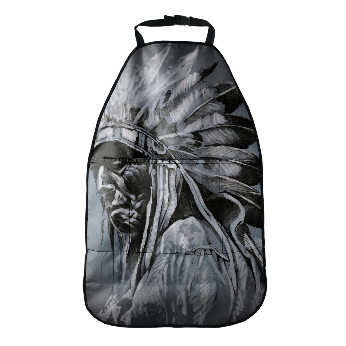 Monochrome Native Indian Portrait Print Car Seat Organizers