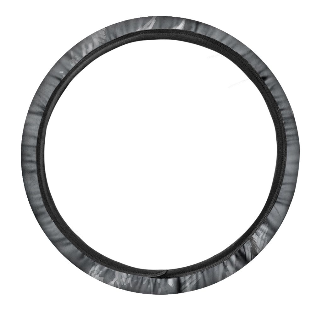 Monochrome Native Indian Portrait Print Car Steering Wheel Cover