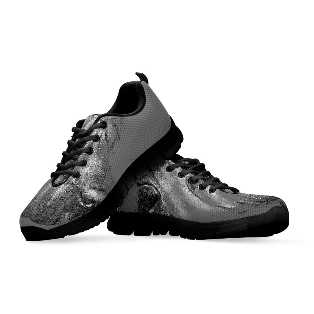 Monochrome Shar Pei Print Black Sneakers