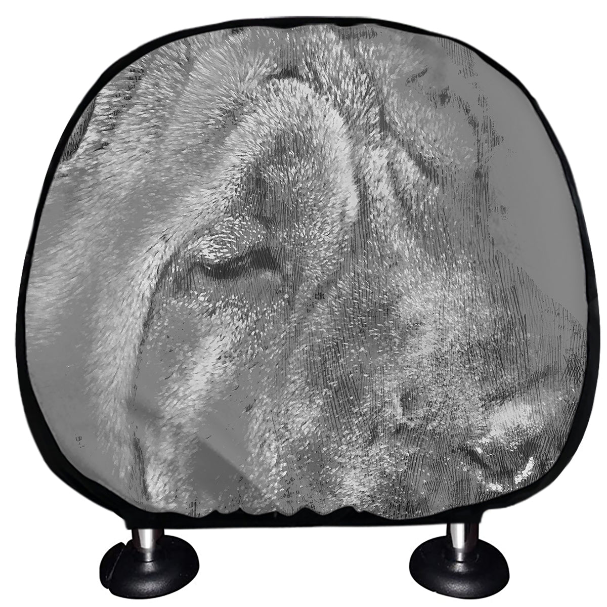 Monochrome Shar Pei Print Car Headrest Covers