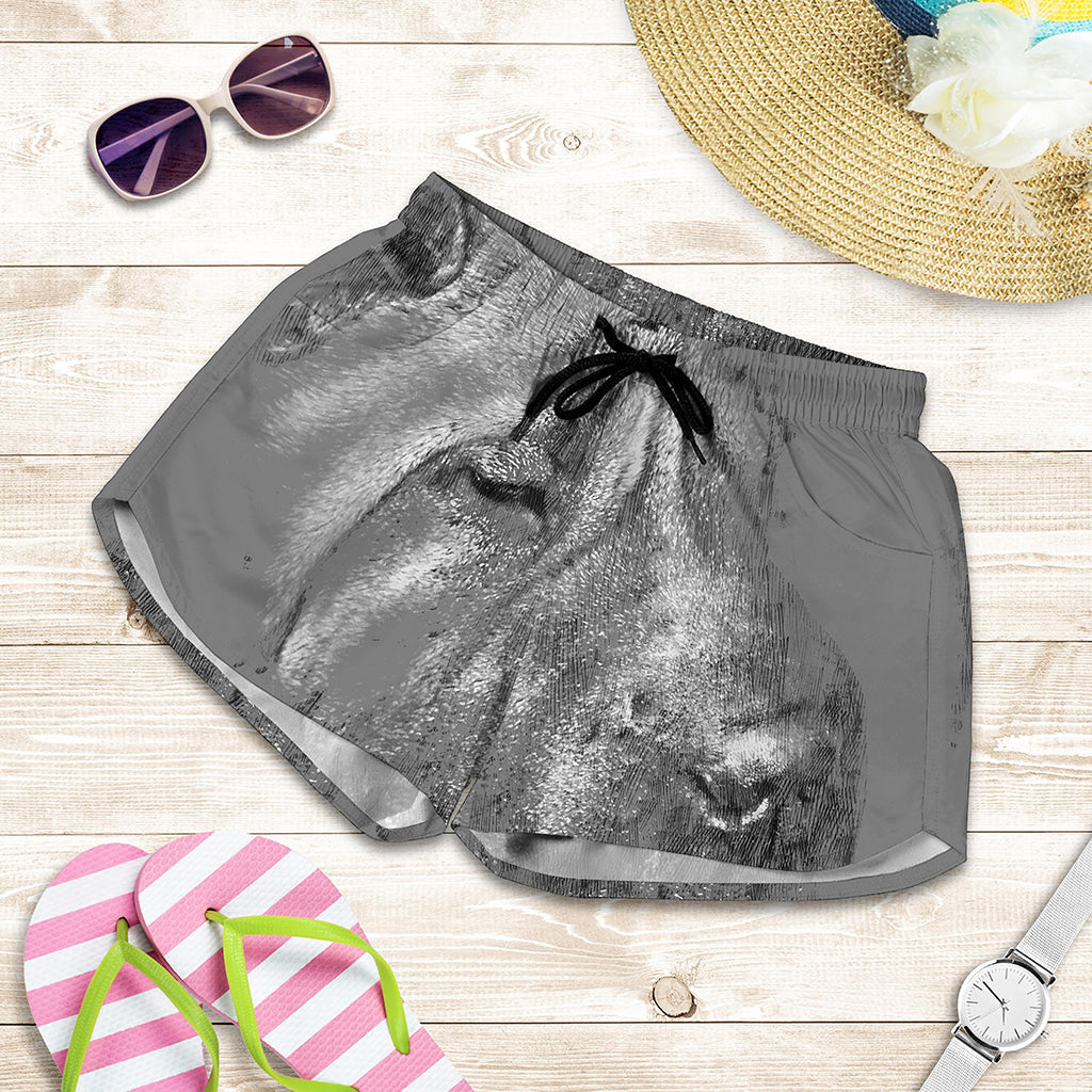 Monochrome Shar Pei Print Women's Shorts