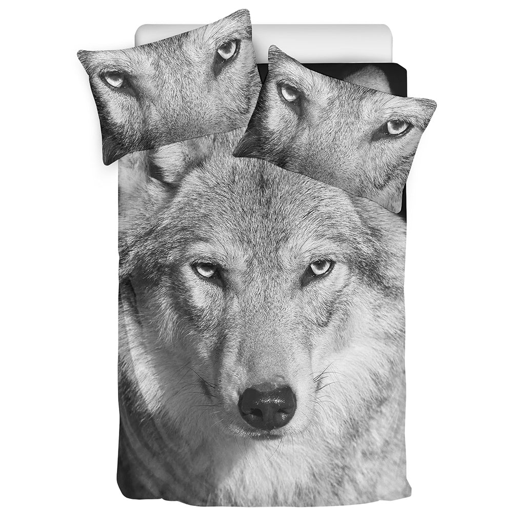 Monochrome Wolf Print Duvet Cover Bedding Set