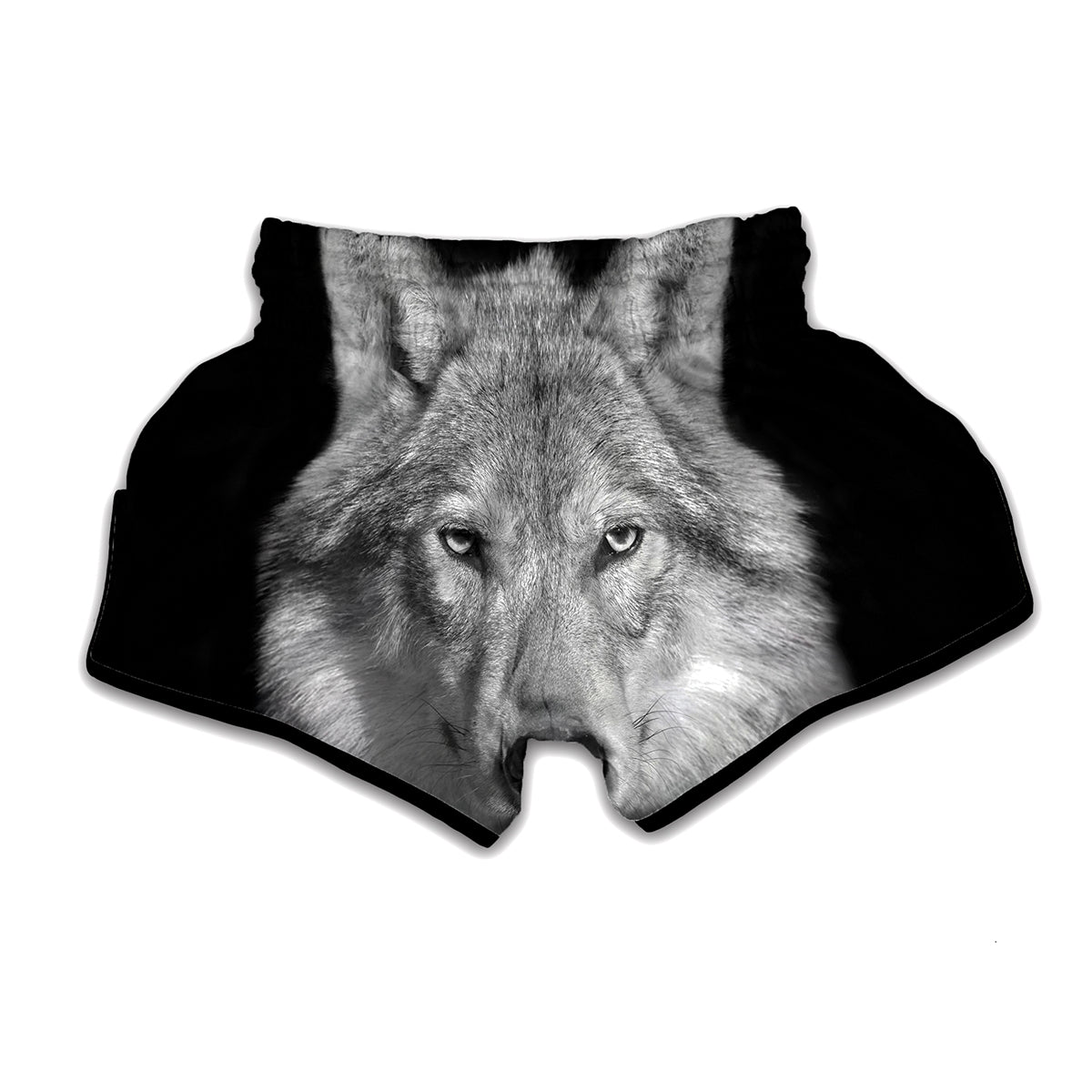Monochrome Wolf Print Muay Thai Boxing Shorts
