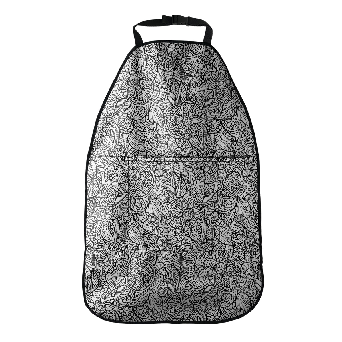 Monochrome Zentangle Pattern Print Car Seat Organizers