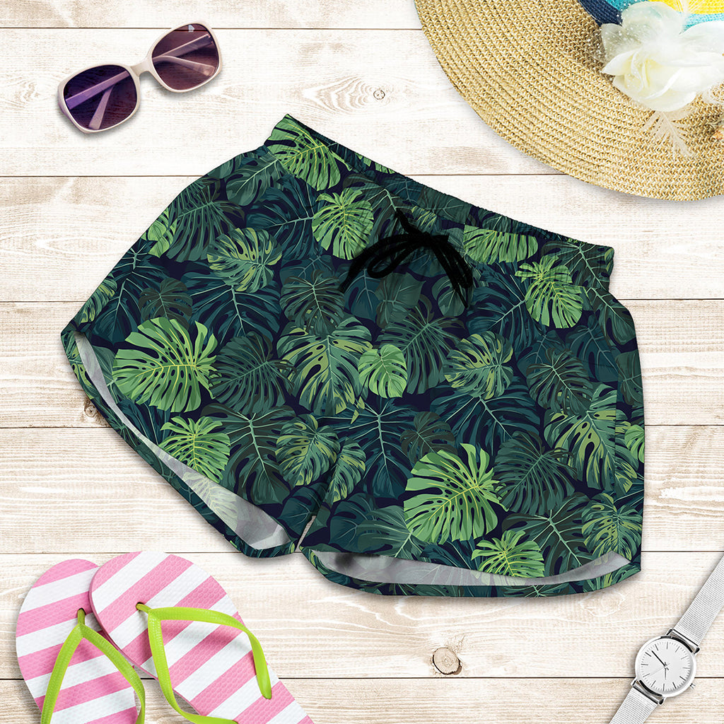Monstera Palm Leaves Pattern Print Women's Shorts