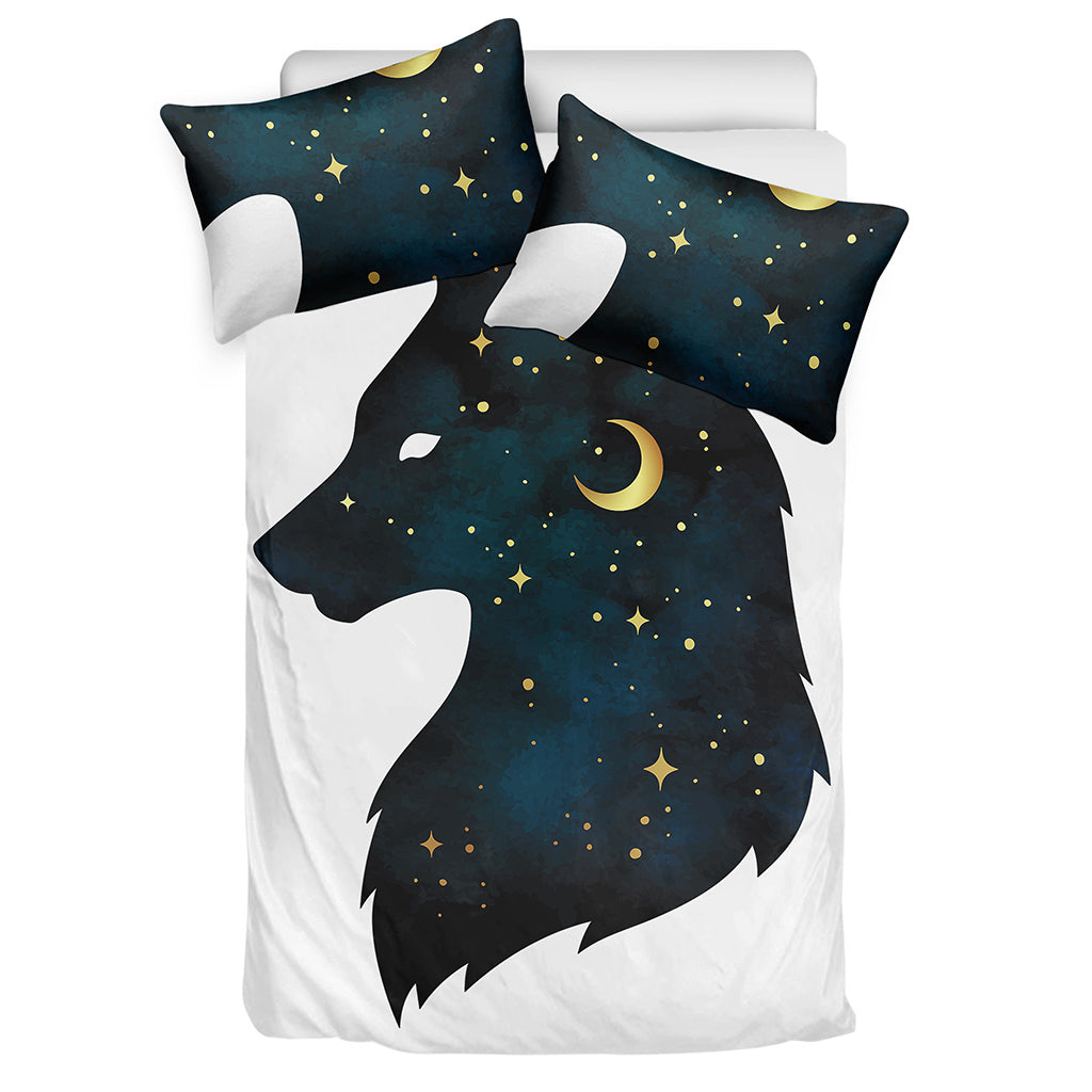 Moon And Stars Wolf Spirit Print Duvet Cover Bedding Set