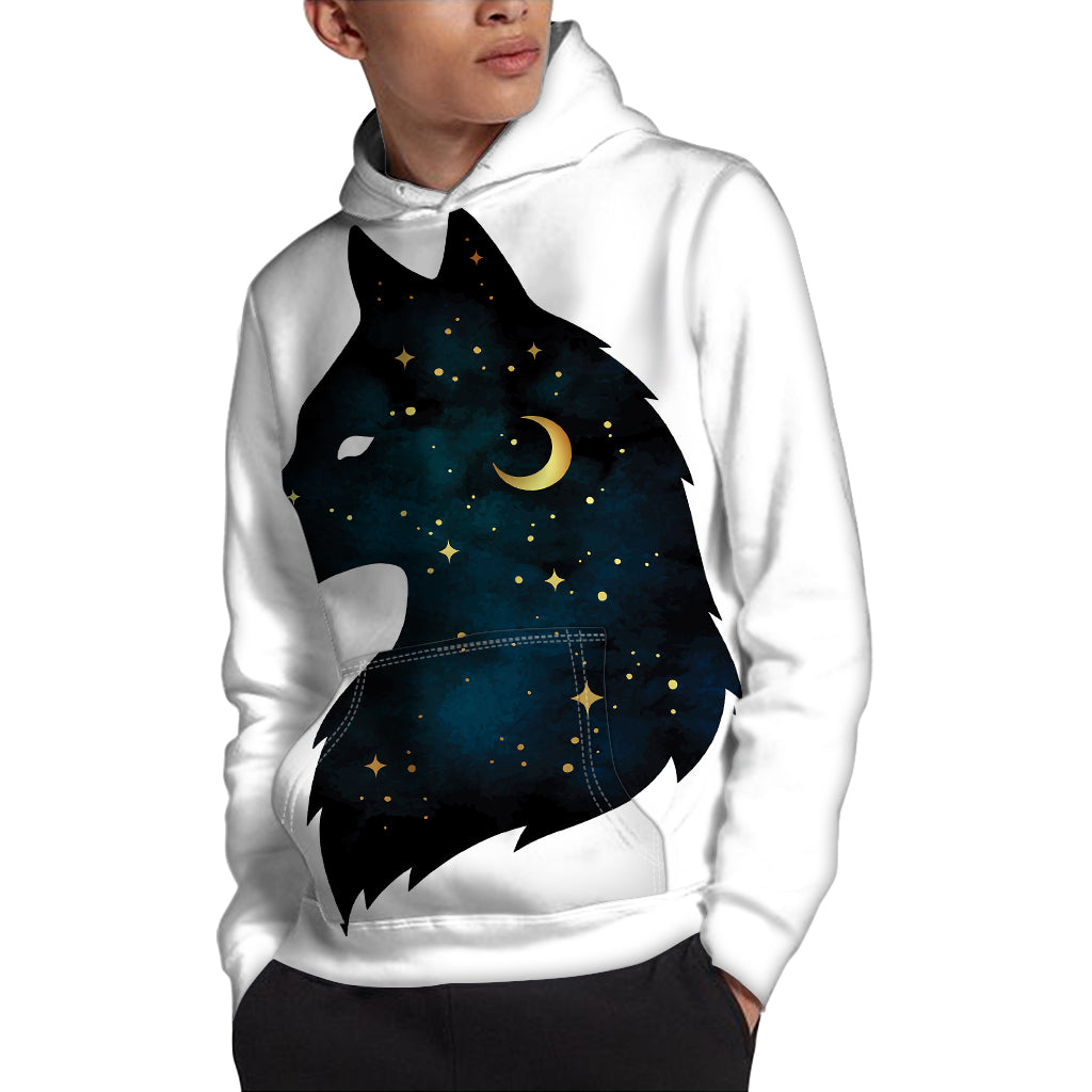 Moon And Stars Wolf Spirit Print Pullover Hoodie