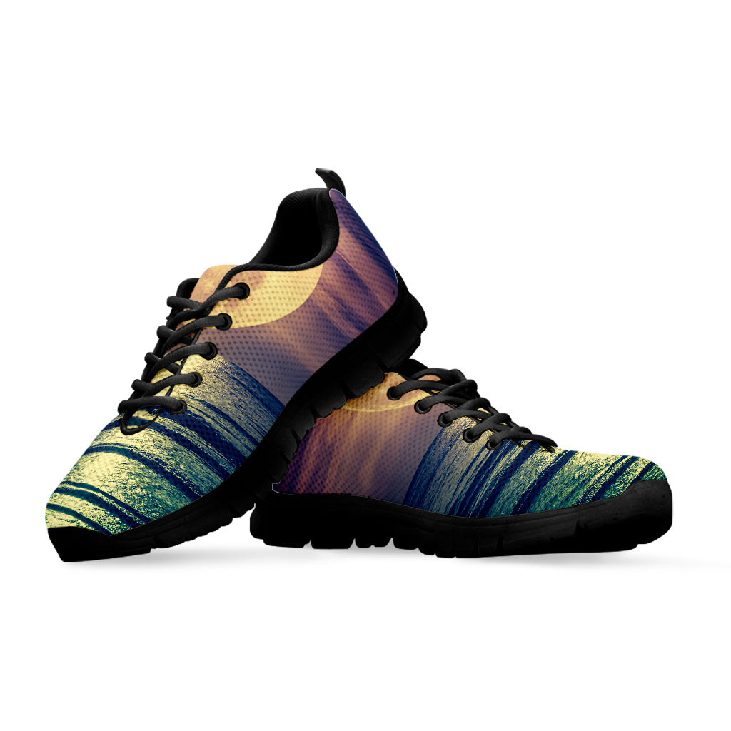 Moon Beach Print Black Sneakers