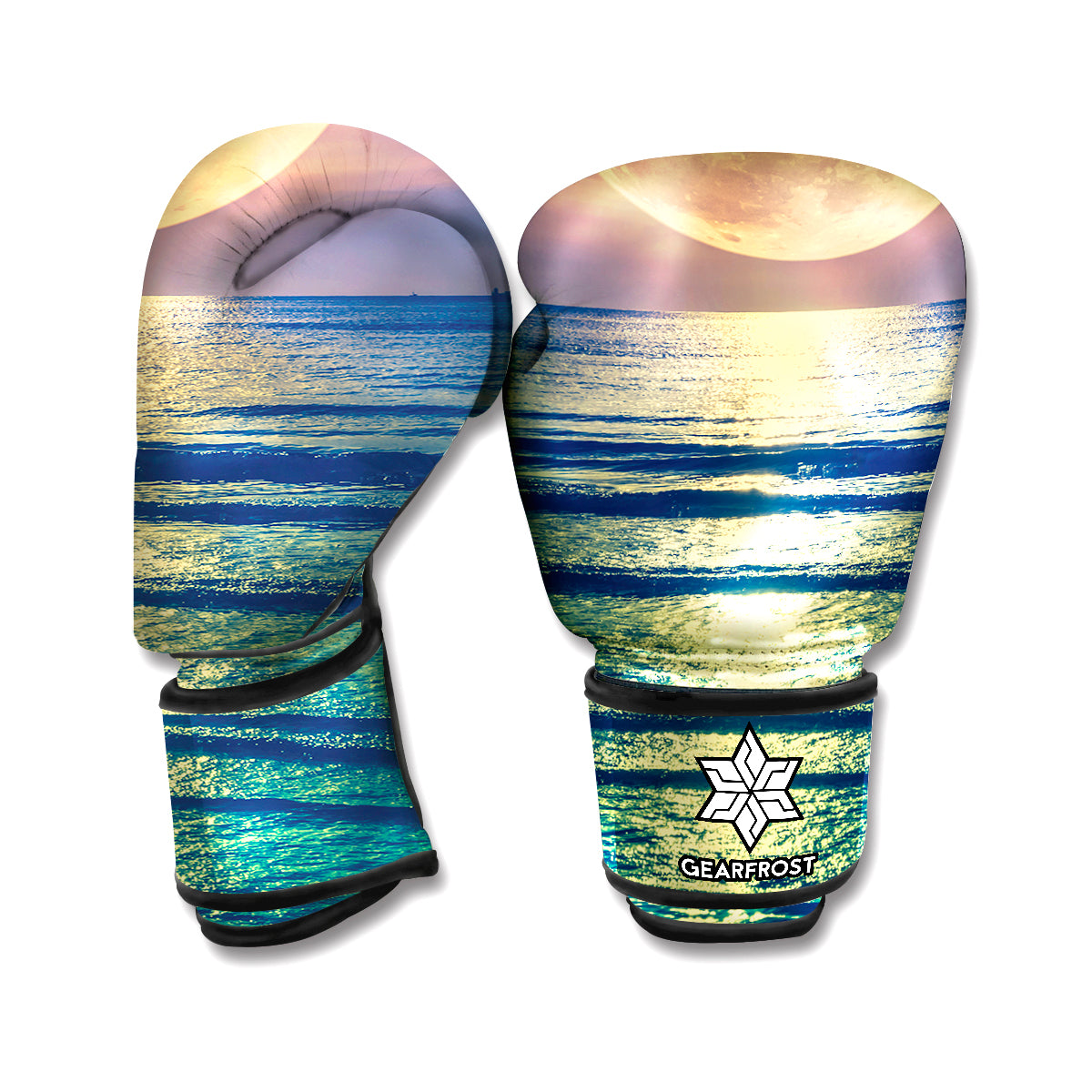 Moon Beach Print Boxing Gloves