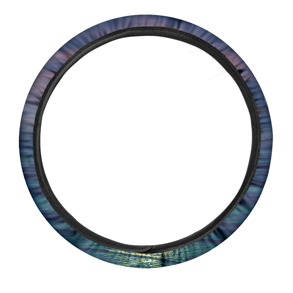 Moon Beach Print Car Steering Wheel Cover