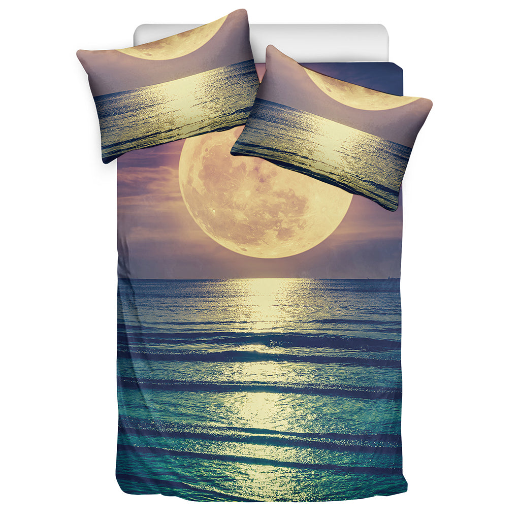Moon Beach Print Duvet Cover Bedding Set