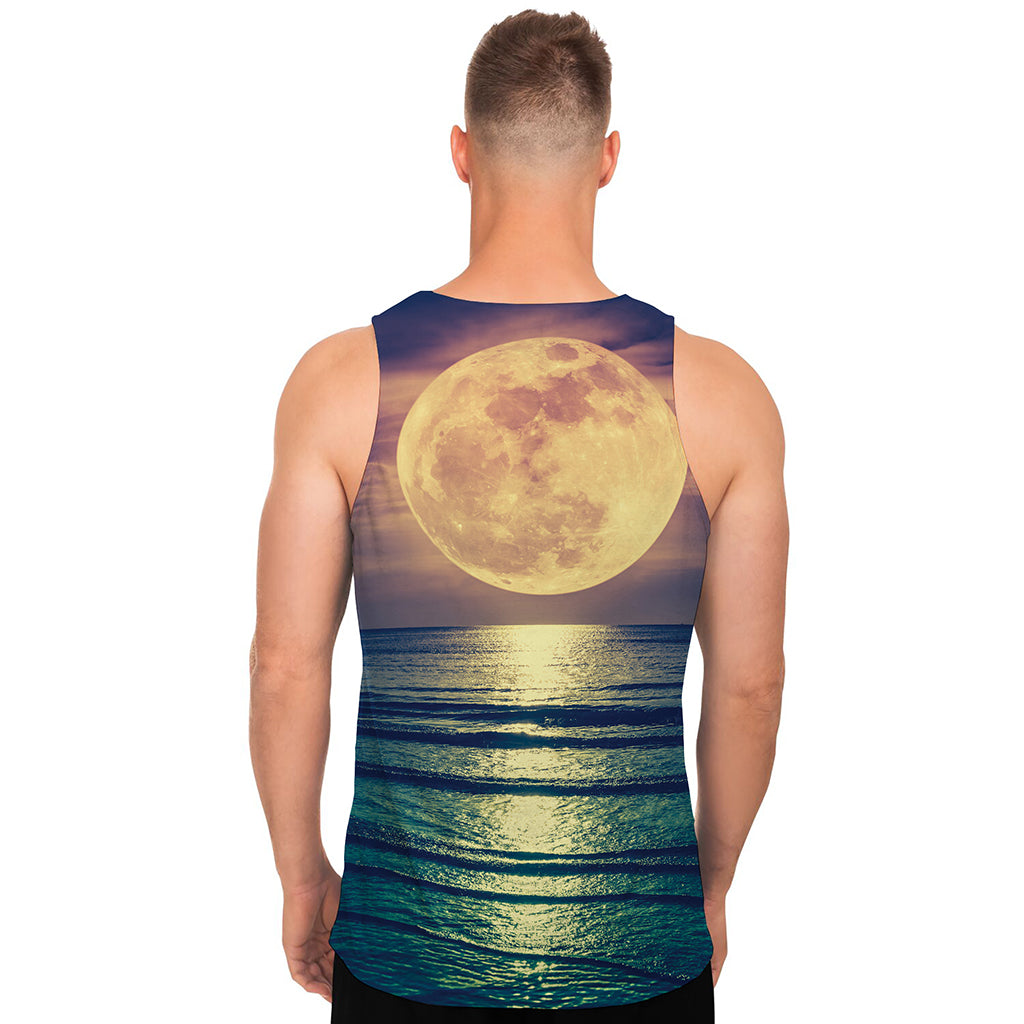 Moon Beach Print Men's Tank Top