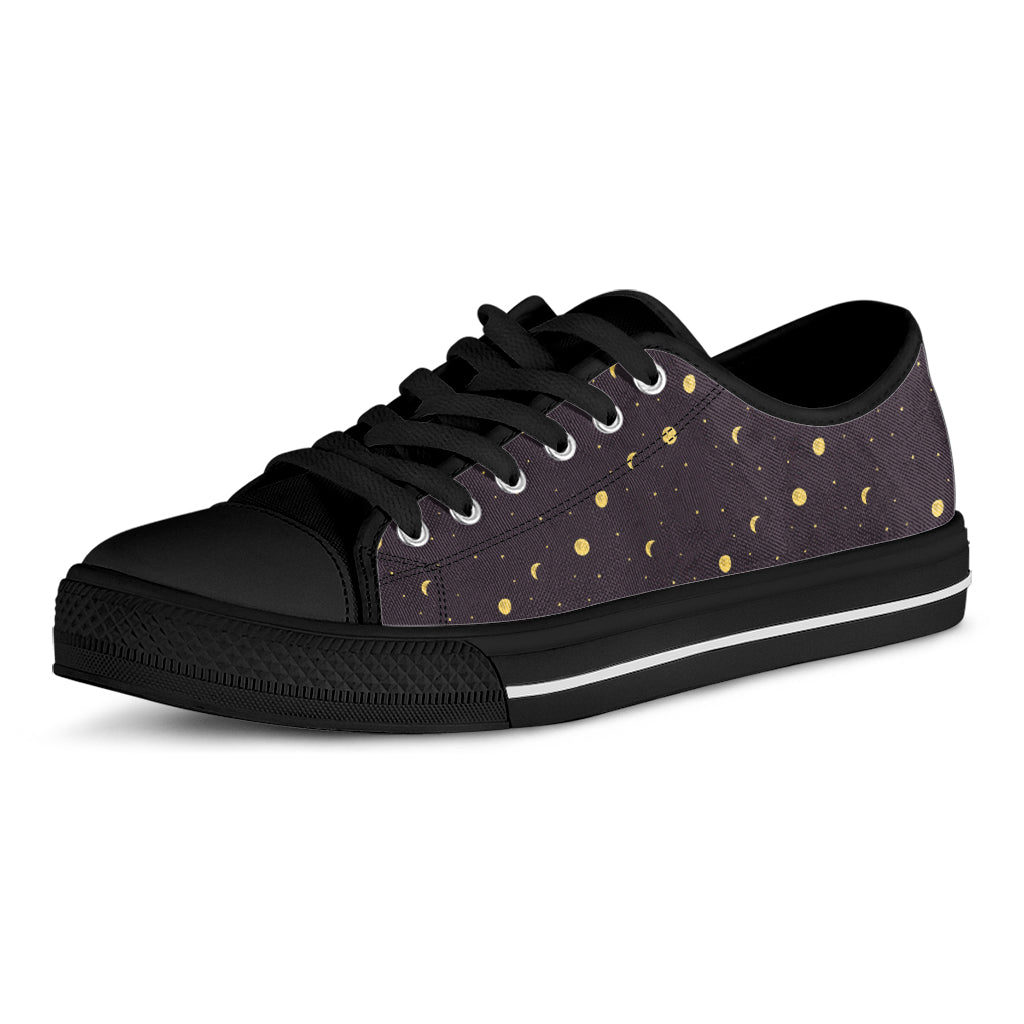 Moon Phase And Stars Pattern Print Black Low Top Shoes