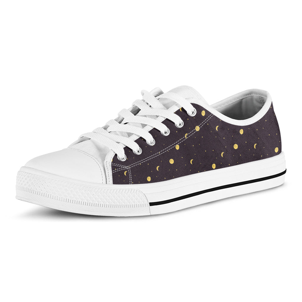 Moon Phase And Stars Pattern Print White Low Top Shoes