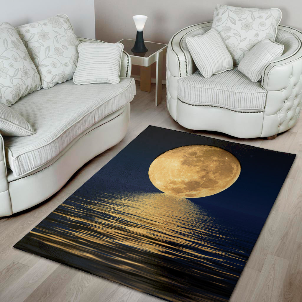 Moonlight On The Sea Print Area Rug