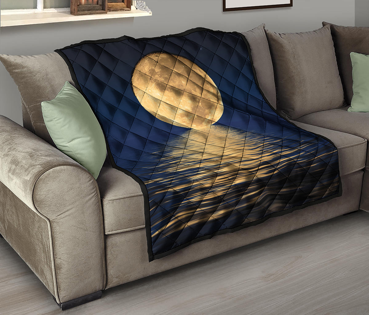 Moonlight On The Sea Print Quilt