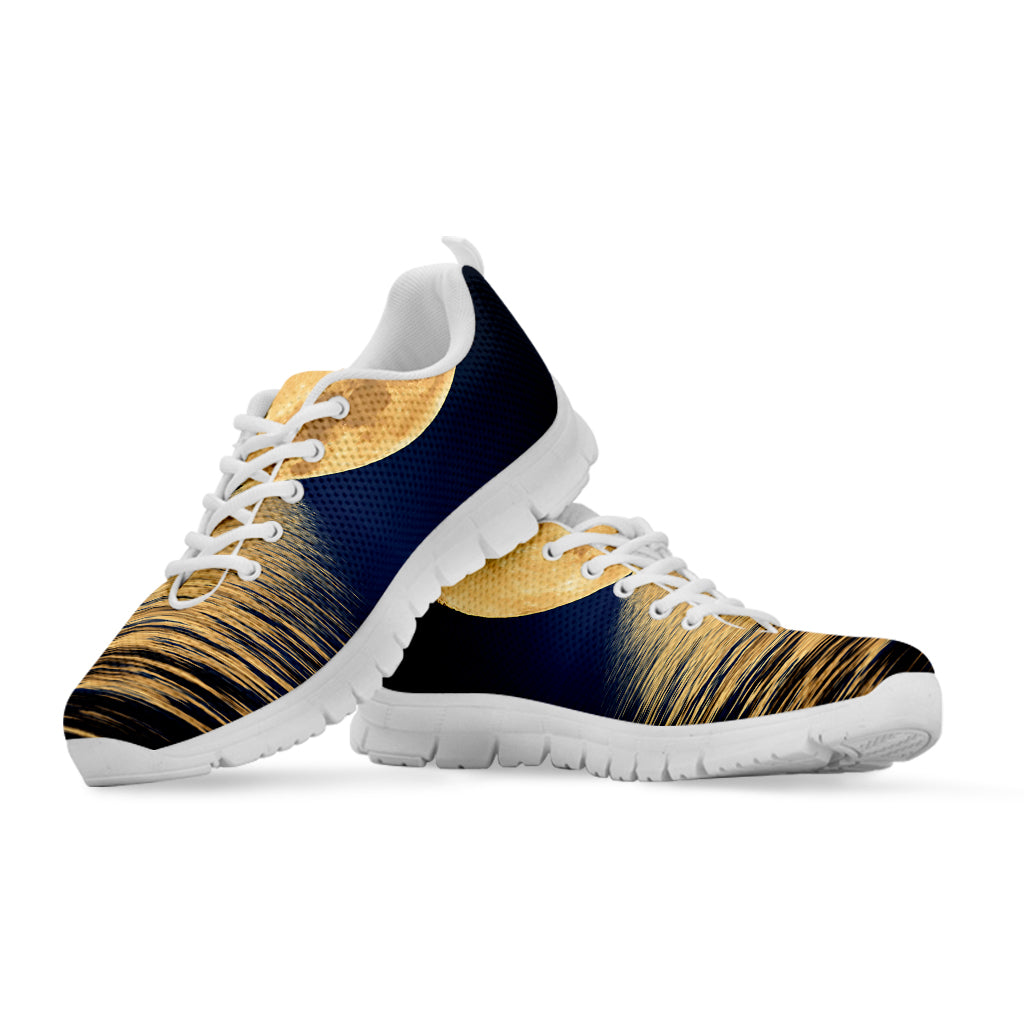 Moonlight On The Sea Print White Sneakers