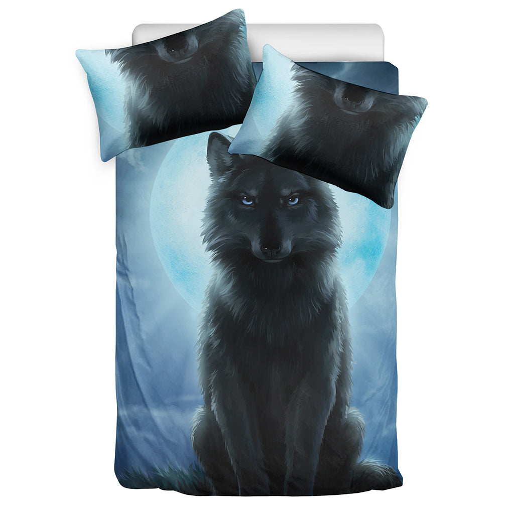 Moonlight Wolf Print Duvet Cover Bedding Set