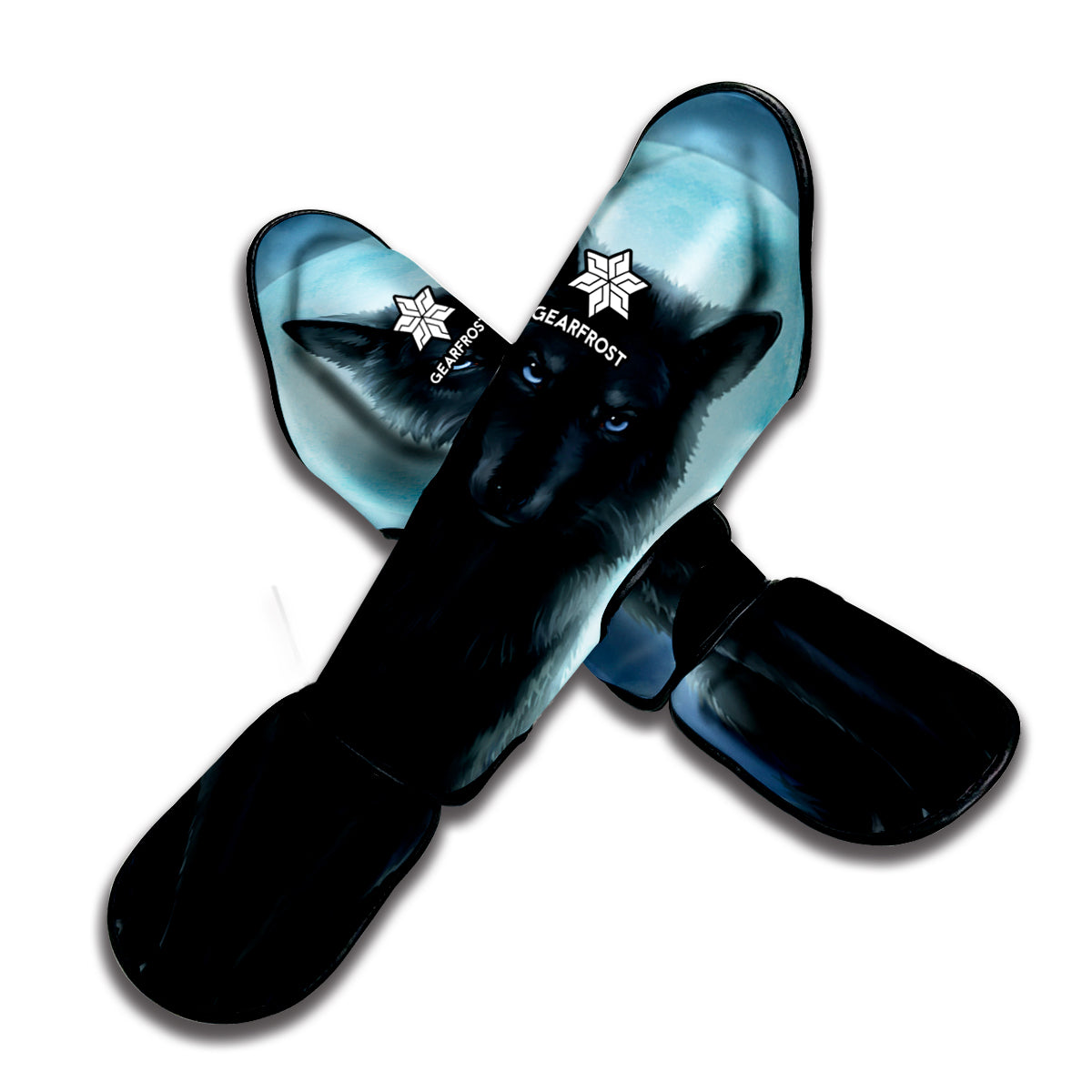 Moonlight Wolf Print Muay Thai Shin Guard