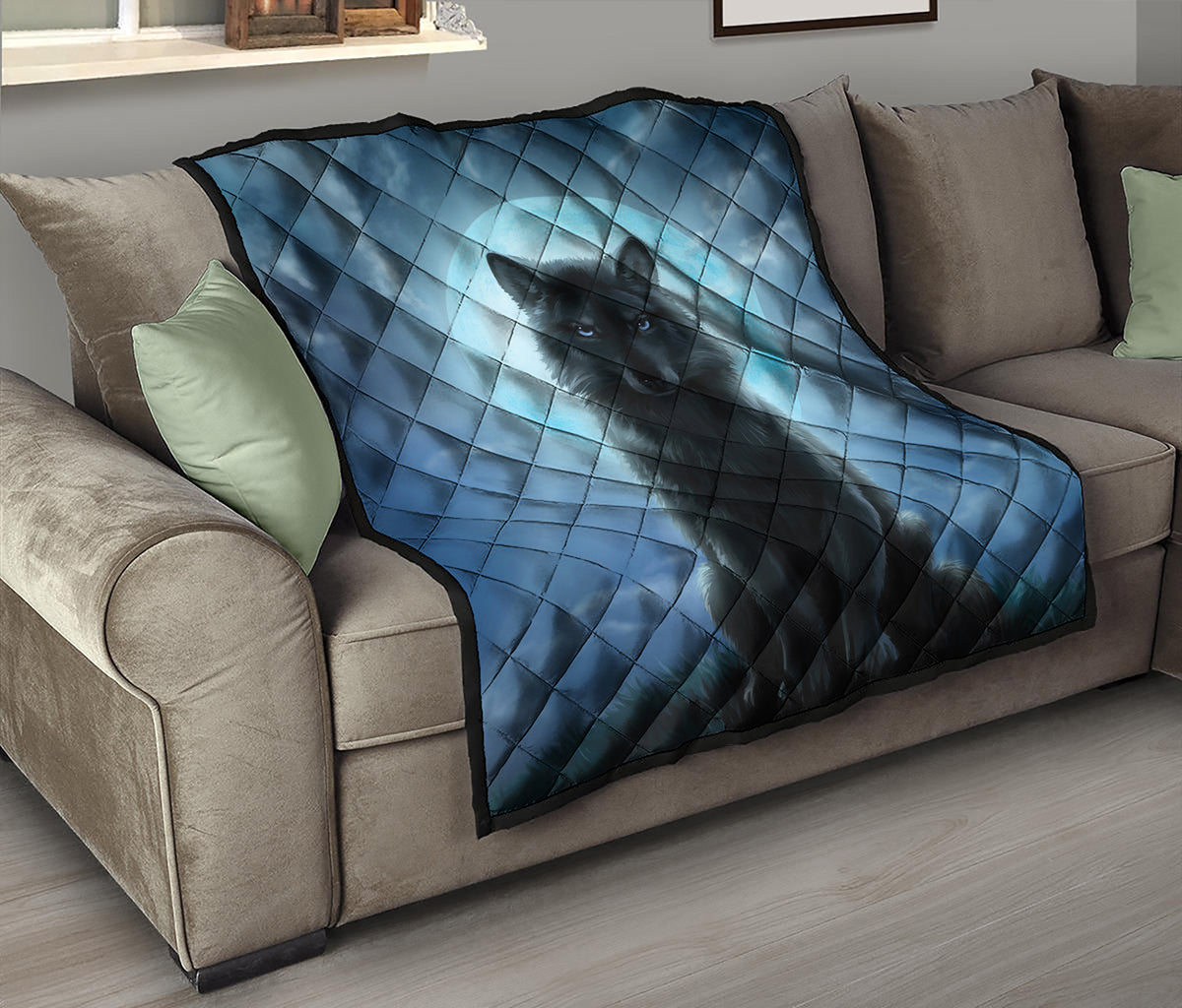 Moonlight Wolf Print Quilt