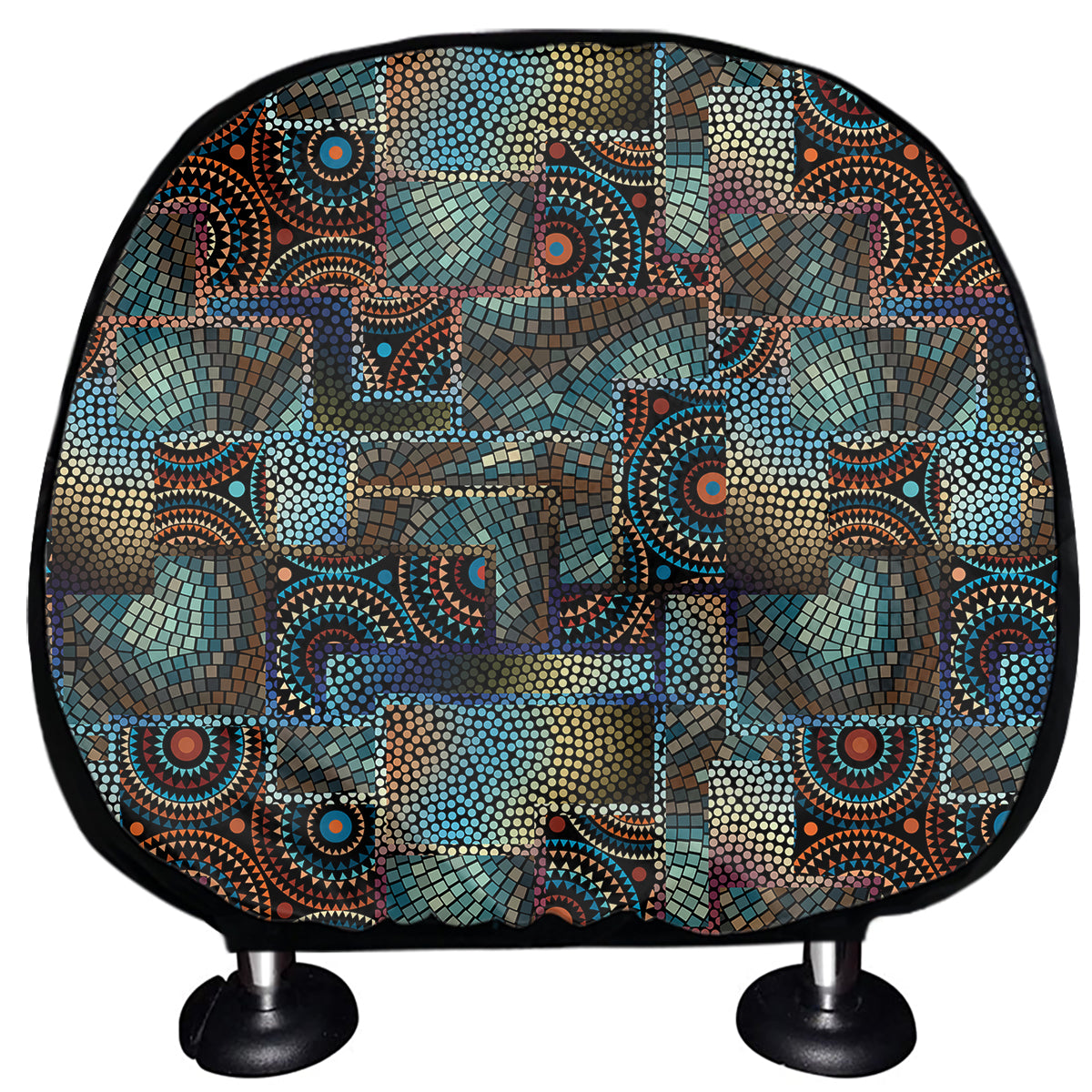 Mosaic Patchwork Pattern Print Car Headrest Covers