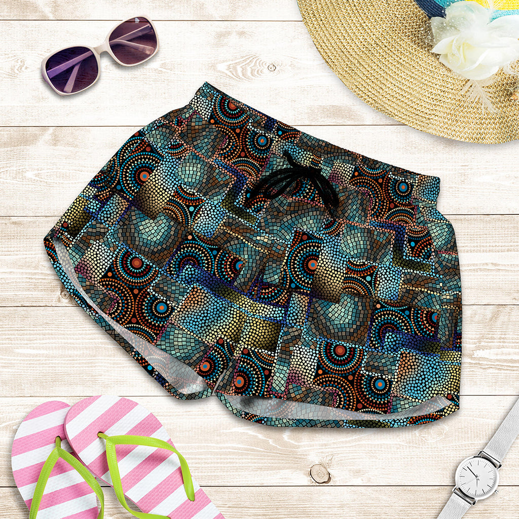 Mosaic Patchwork Pattern Print Women's Shorts
