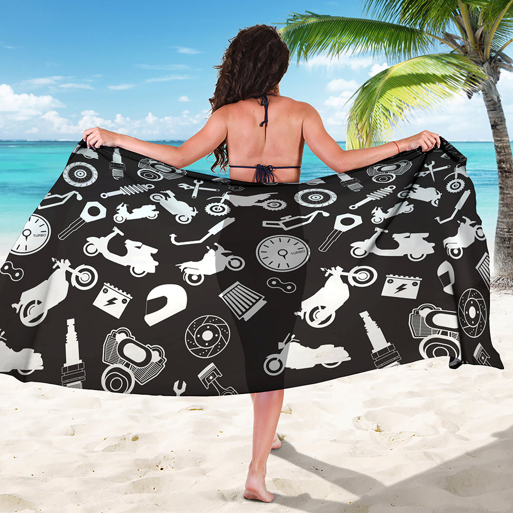 Motorcycle Equipment Pattern Print Beach Sarong Wrap