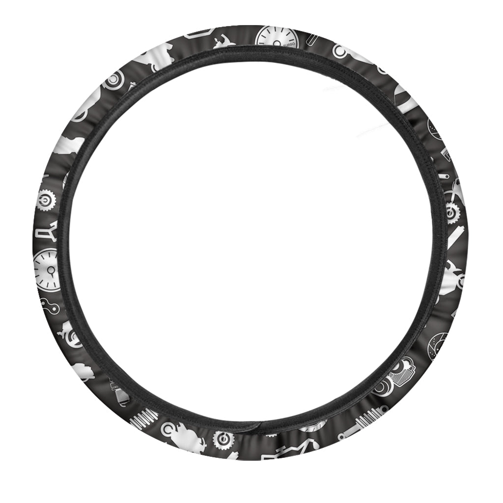 Motorcycle Equipment Pattern Print Car Steering Wheel Cover
