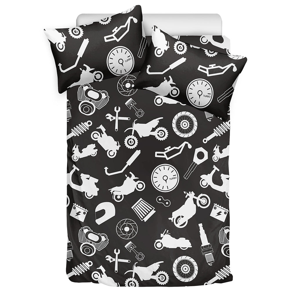 Motorcycle Equipment Pattern Print Duvet Cover Bedding Set