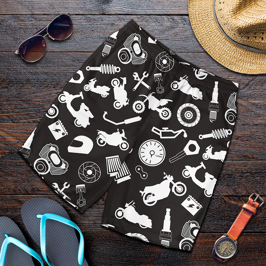 Motorcycle Equipment Pattern Print Men's Shorts