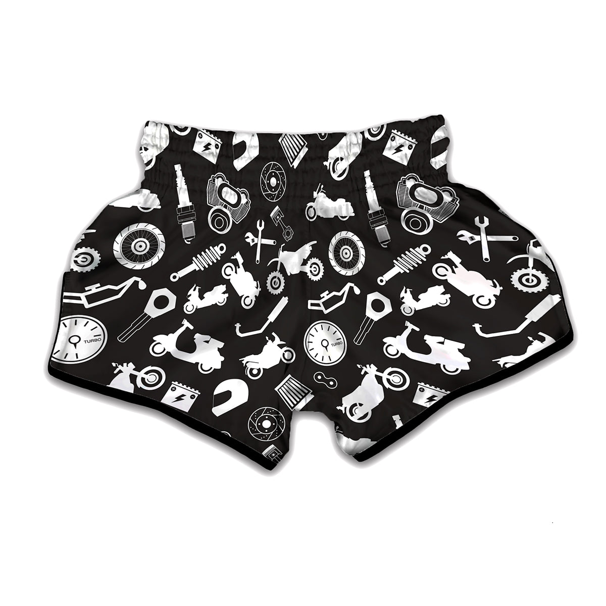 Motorcycle Equipment Pattern Print Muay Thai Boxing Shorts