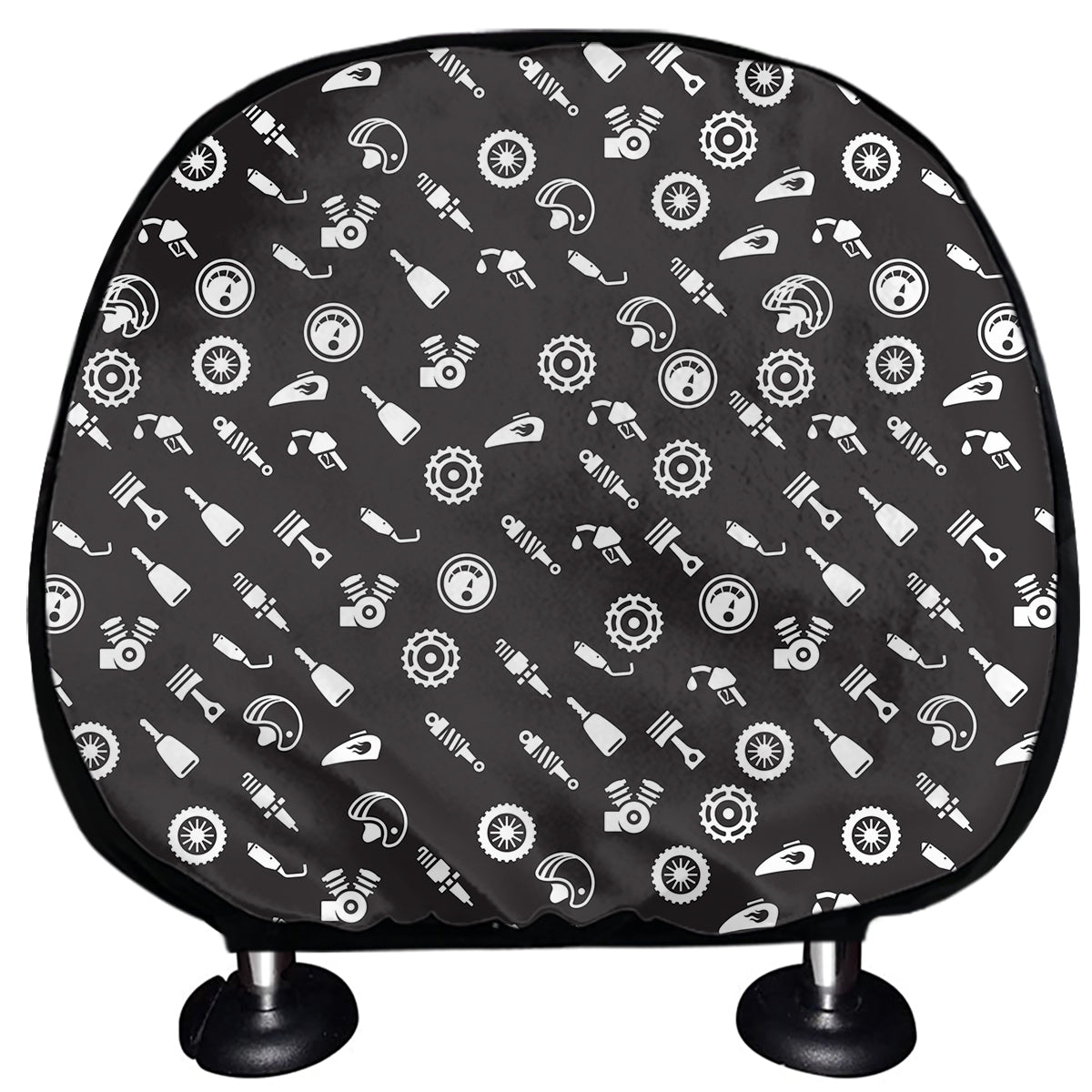 Motorcycle Parts Pattern Print Car Headrest Covers