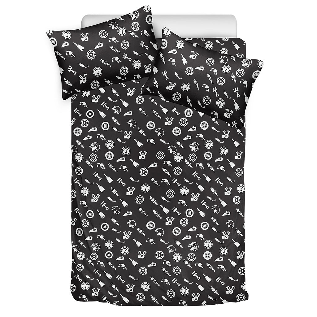 Motorcycle Parts Pattern Print Duvet Cover Bedding Set