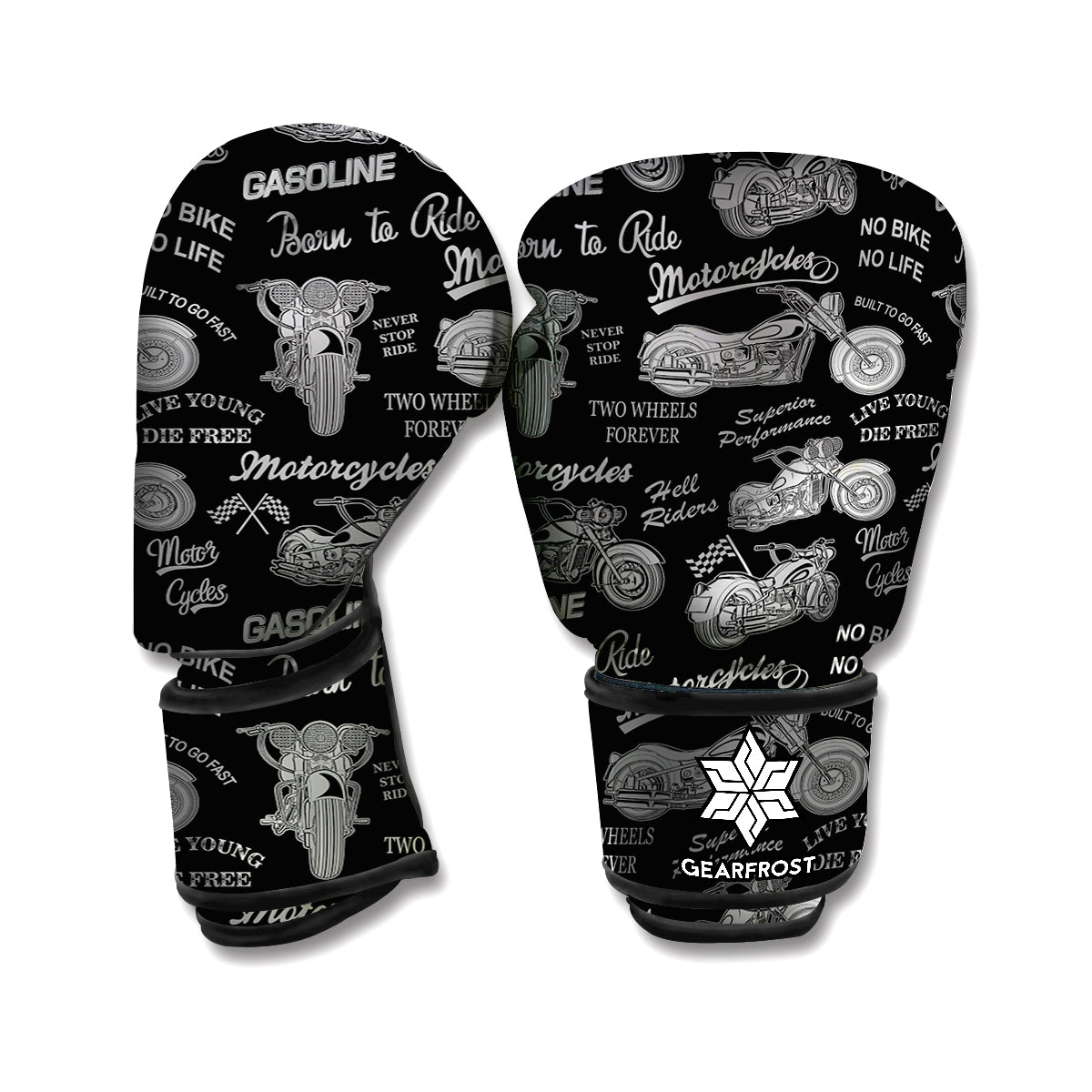 Motorcycle Quote Pattern Print Boxing Gloves