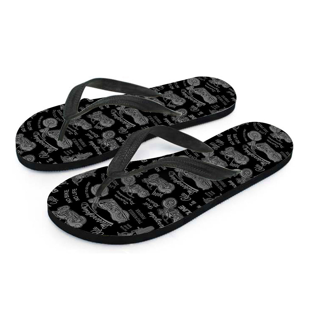 Motorcycle Quote Pattern Print Flip Flops