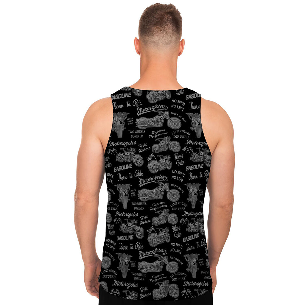 Motorcycle Quote Pattern Print Men's Tank Top