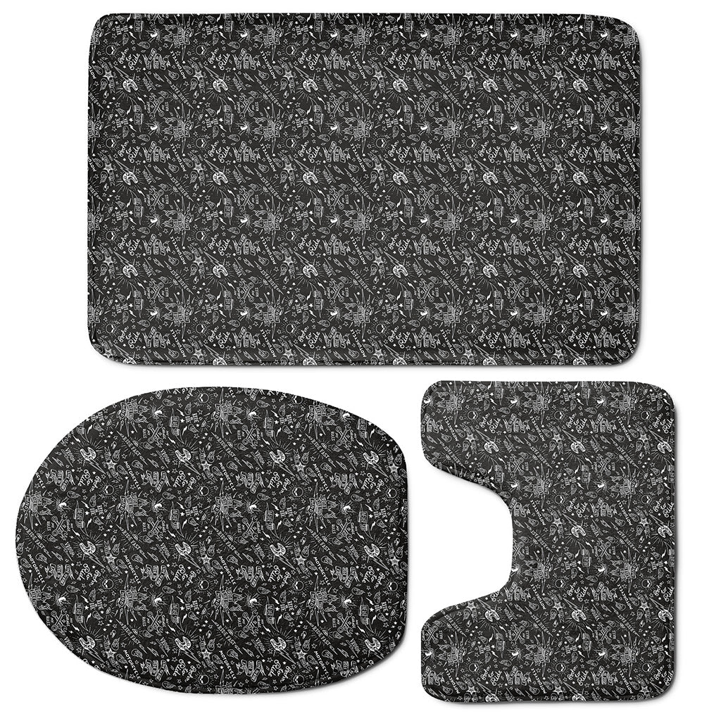 Motorcycle Words Pattern Print 3 Piece Bath Mat Set