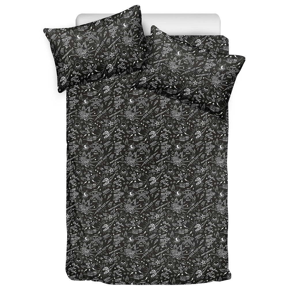 Motorcycle Words Pattern Print Duvet Cover Bedding Set