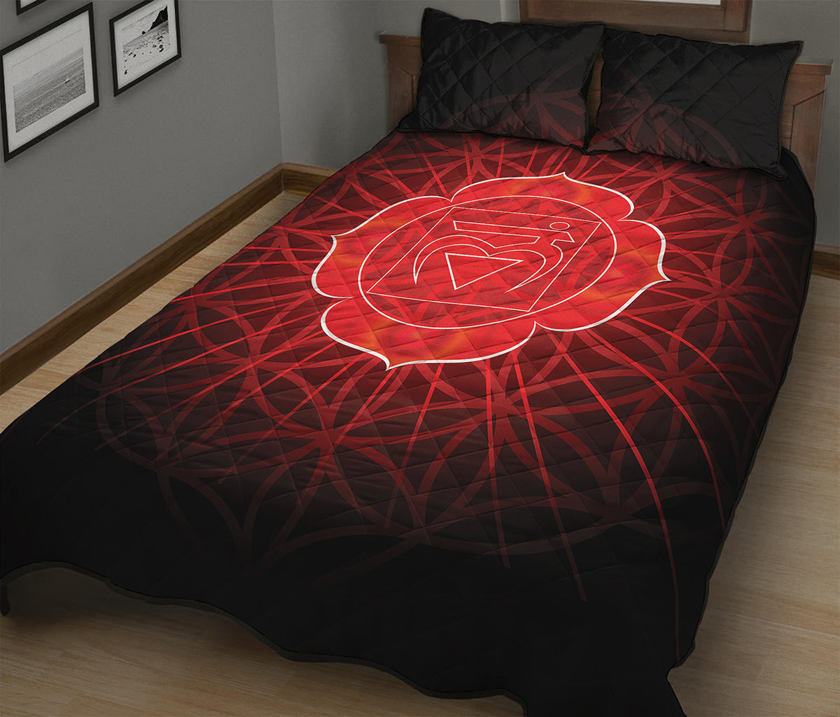 Muladhara Chakra Spiritual Print Quilt Bed Set