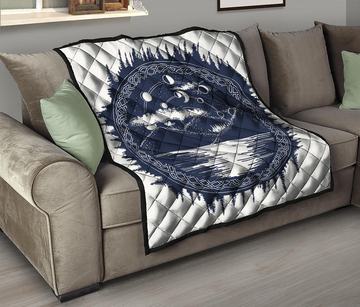 Mystical Lunar Phase Print Quilt