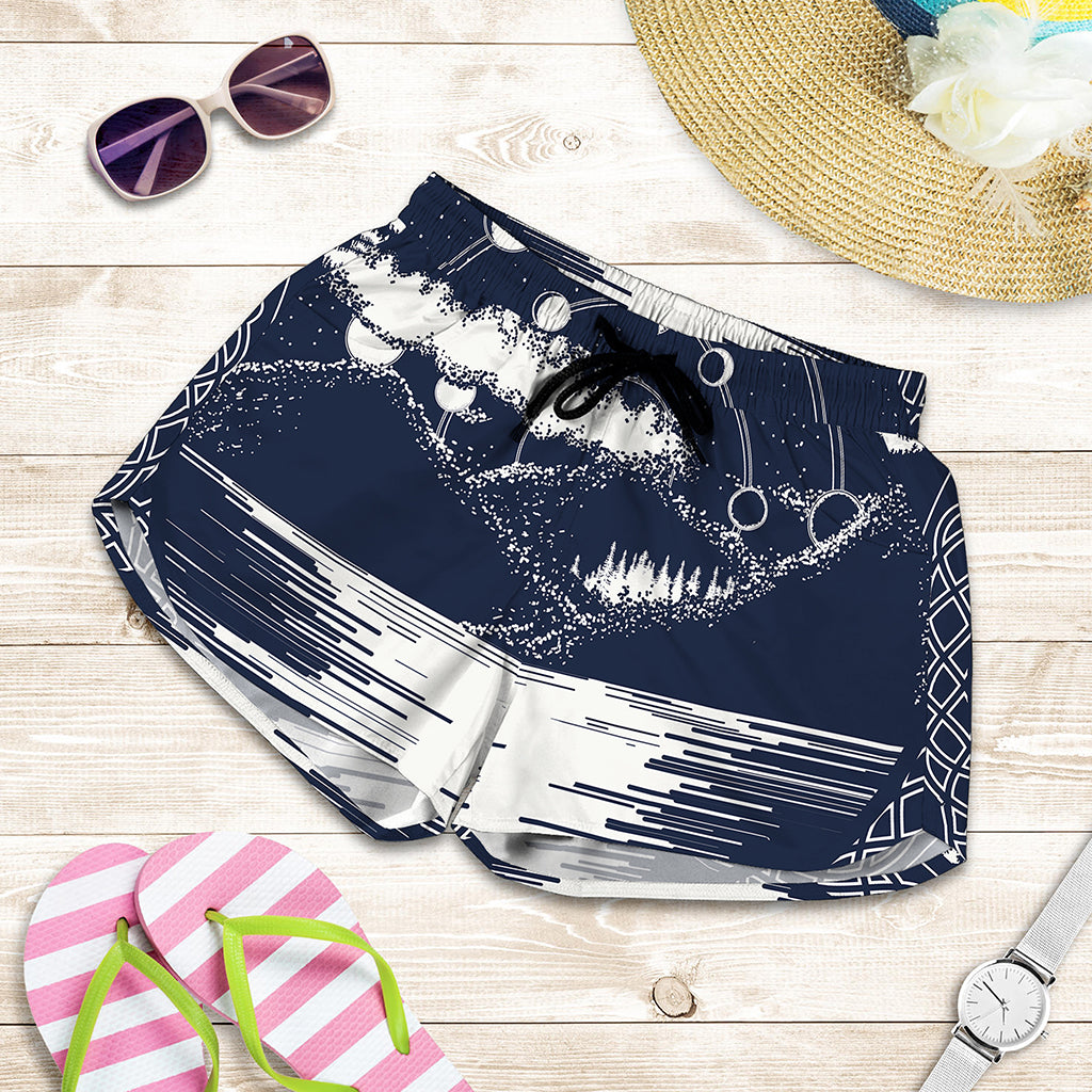 Mystical Lunar Phase Print Women's Shorts