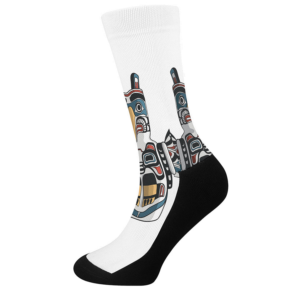 Native American Eagle Totem Print Crew Socks