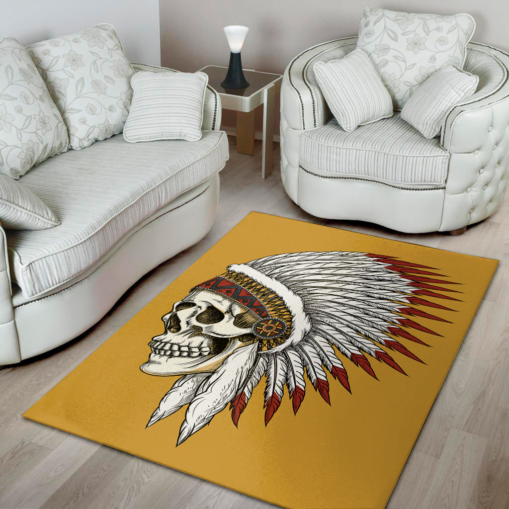 Native American Indian Skull Print Area Rug