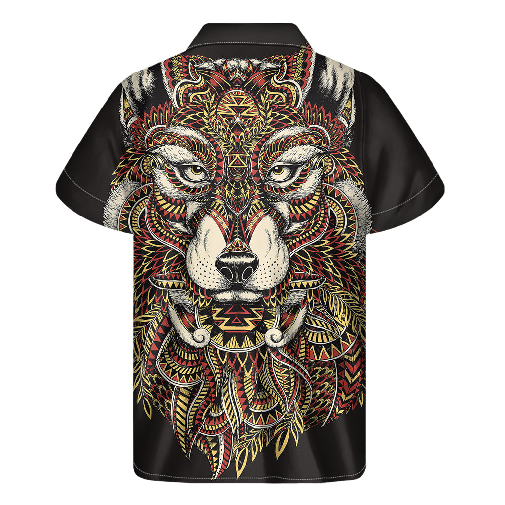 Native American Wolf Spirit Animal Print Men's Short Sleeve Shirt