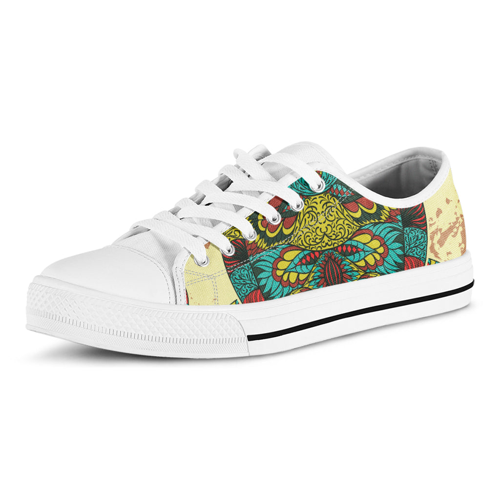 Native Bohemian Sea Turtle Print White Low Top Shoes