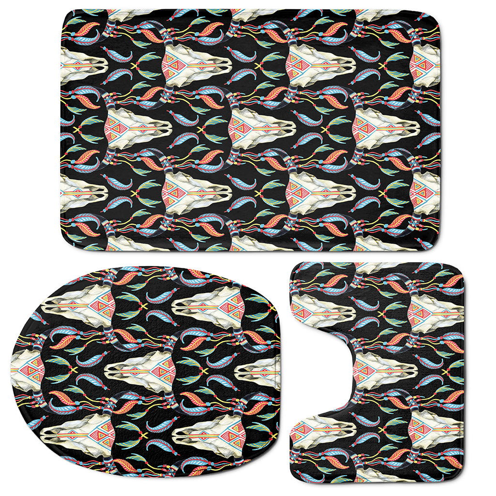 Native Buffalo Pattern Print 3 Piece Bath Mat Set